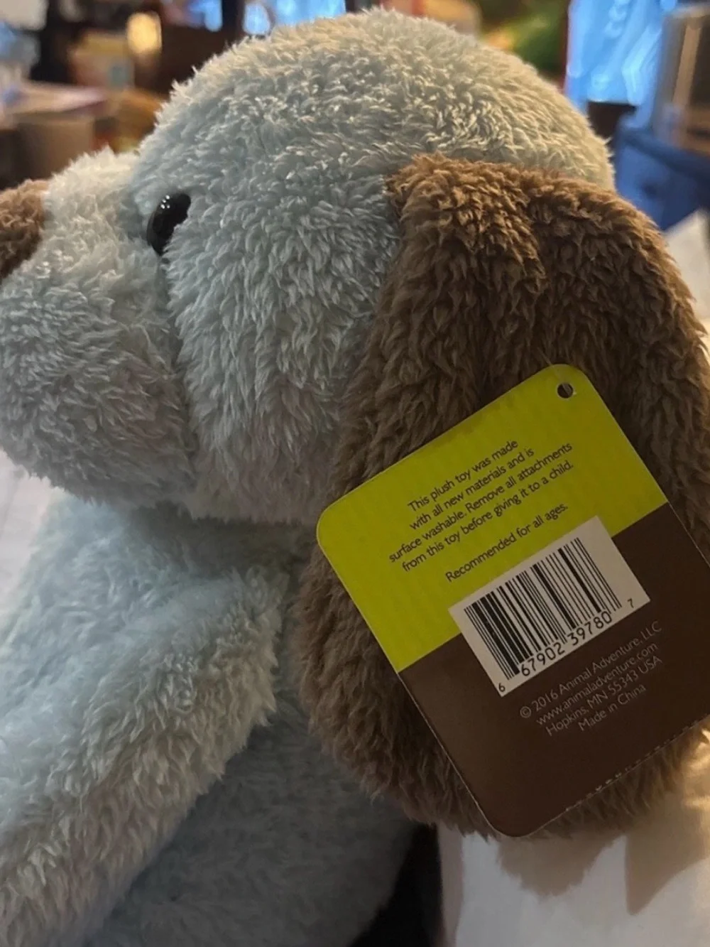Animal Adventure Plush Blue & Brown Puppy Dog Toy - Soft Cuddly Pet Plush